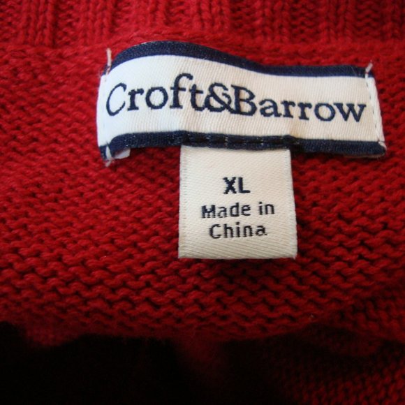 Croft & Barrow Burgundy Red Sweater Cardigan Button Front 3/4 Sleeve sz XL - Picture 9 of 11
